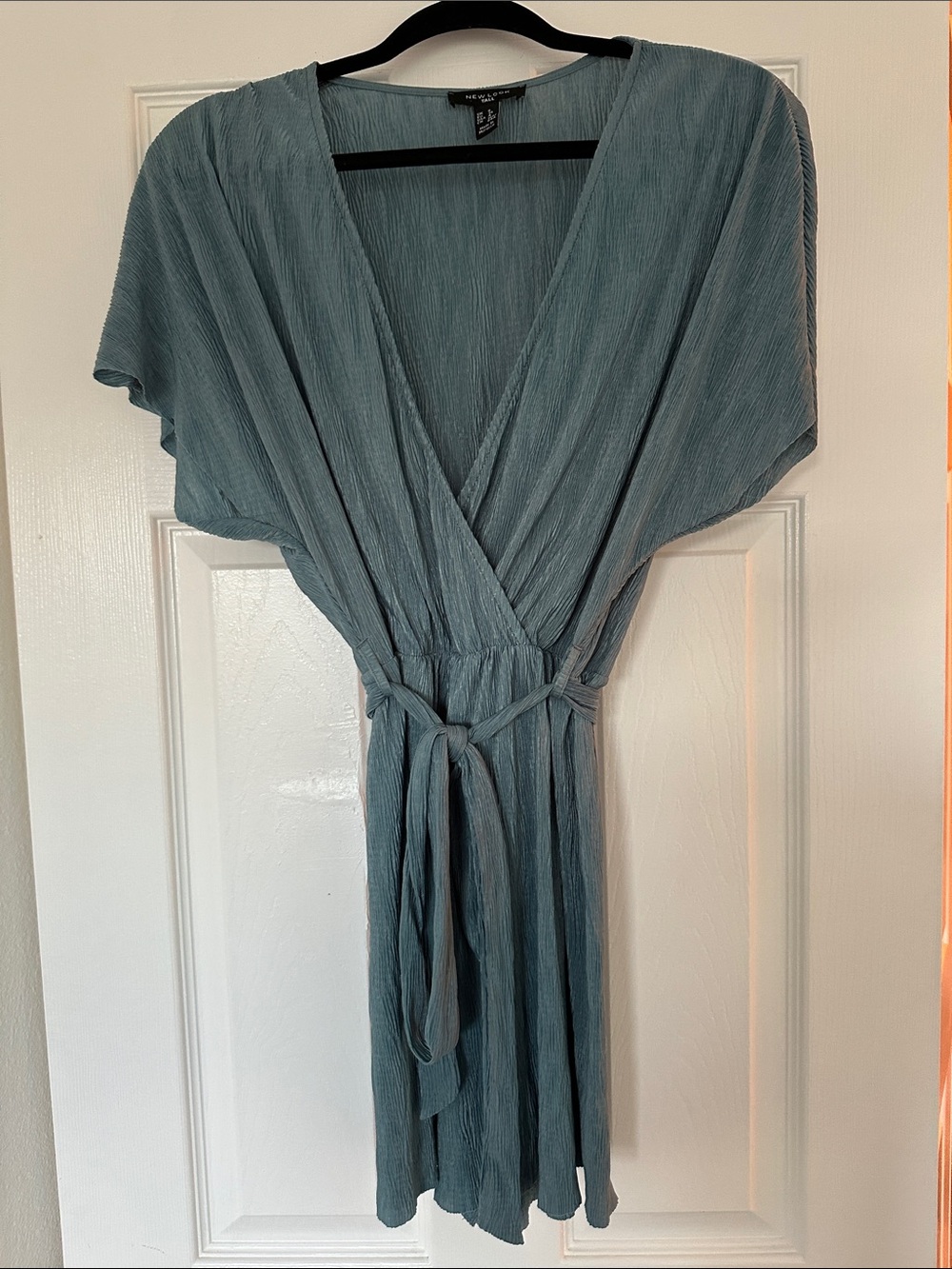 New Look Slate Blue Textured Wrap Jumpsuit